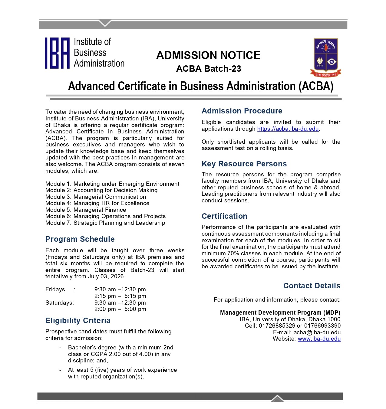 ACBA admission notice